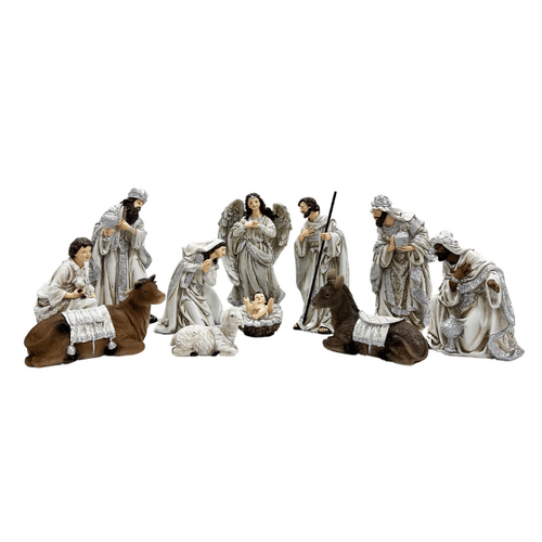 NATIVITY SET RESIN 11PCS 200MM SILVER