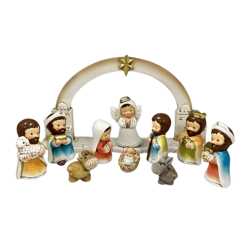 CHILDRENS NATIVITY SET WITH ARCH 10PCS 55MM