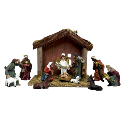 NATIVITY SET & STABLE 75MM 11PCS