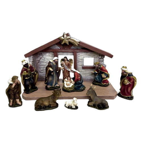 NATIVITY SET & STABLE 75MM 11PCS 