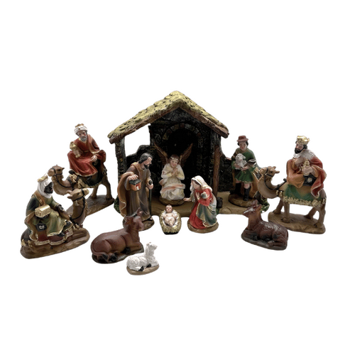 NATIVITY SET & STABLE - 140MM 11PCS