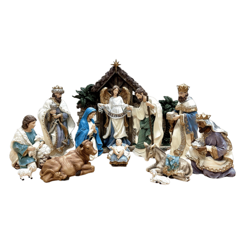 NATIVITY SET & STABLE - 11PCS 350MM
