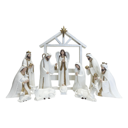 NATIVITY SET & STABLE - 11 PCS