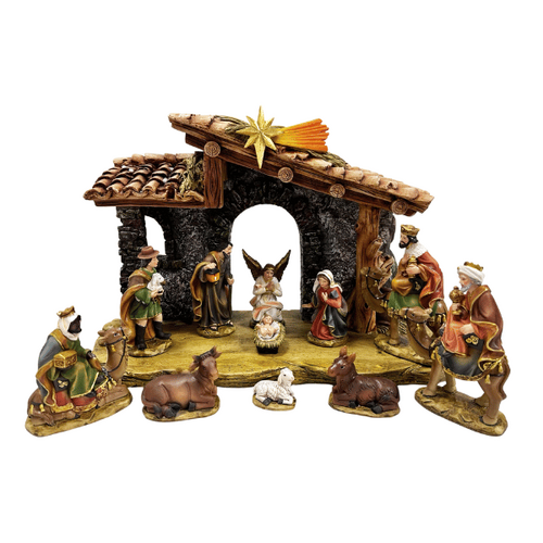 NATIVITY SET & STABLE - 140MM 11PCS