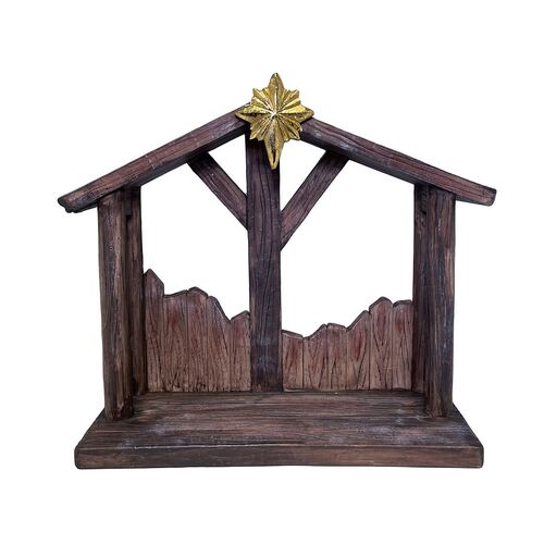 NATIVITY STABLE WOOD-LOOK 300MM