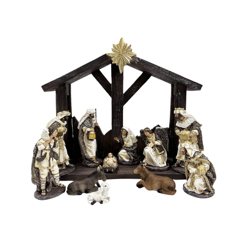 NATIVITY SET & STABLE - 140MM 11PCS