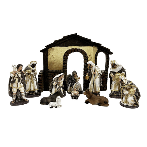 NATIVITY SET & STABLE - 130MM 11PCS