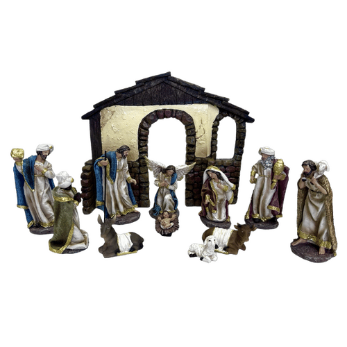 NATIVITY SET & STABLE 11PCS 125MM 