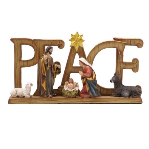 NATIVITY SCENE RESIN - PEACE