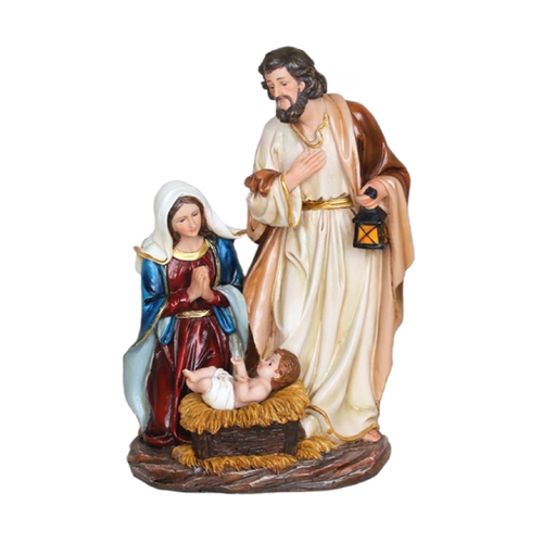 NATIVITY SCENE HOLY FAMILY RESIN 128MM