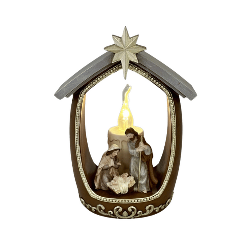 HOLY FAMILY SCENE WITH CANDLE 