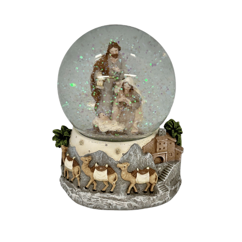 HOLY FAMILY NATIVITY SCENE WATER BALL WITH MUSIC