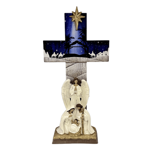 HOLY FAMILY NATIVITY SCENE ON CROSS