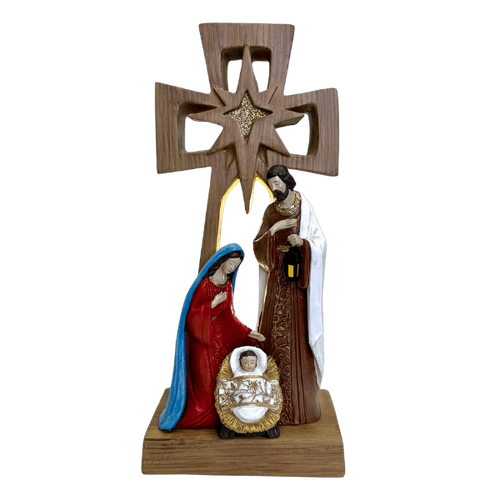 HOLY FAMILY LED NATIVITY CROSS