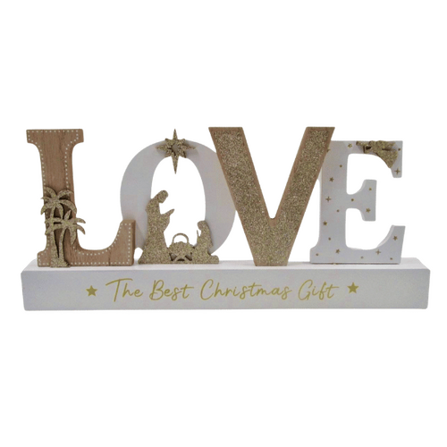 WOODEN NATIVITY PIECE - LOVE