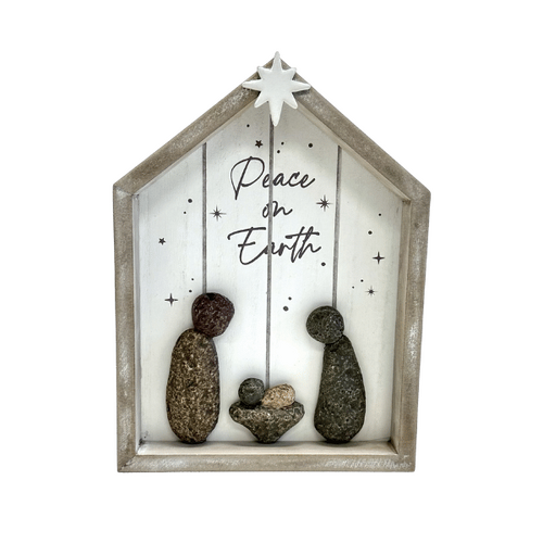 WOODEN NATIVITY PLAQUE - PEACE ON EARTH