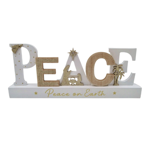 WOODEN NATIVITY PIECE - PEACE