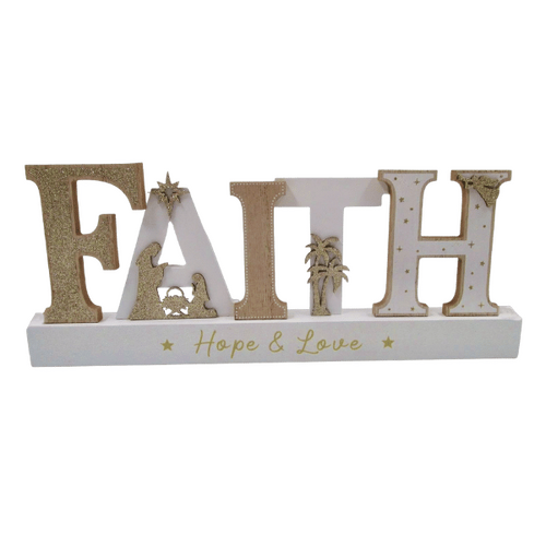 WOODEN NATIVITY PIECE - FAITH