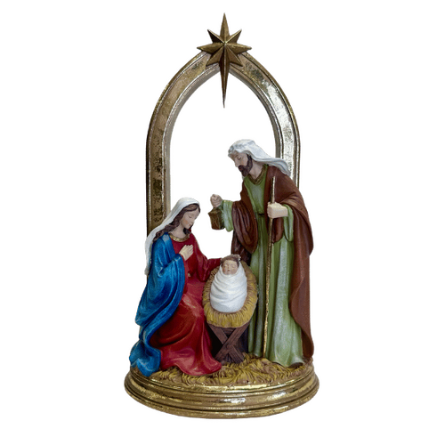 NATIVITY HOLY FAMILY STATUE WITH ARCH