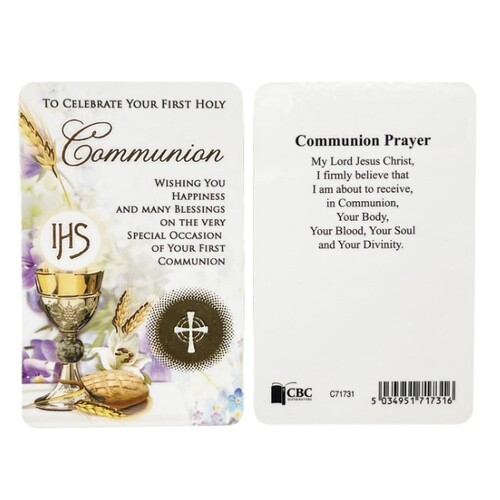 HOLY CARD LAMINATED Communion Prayer