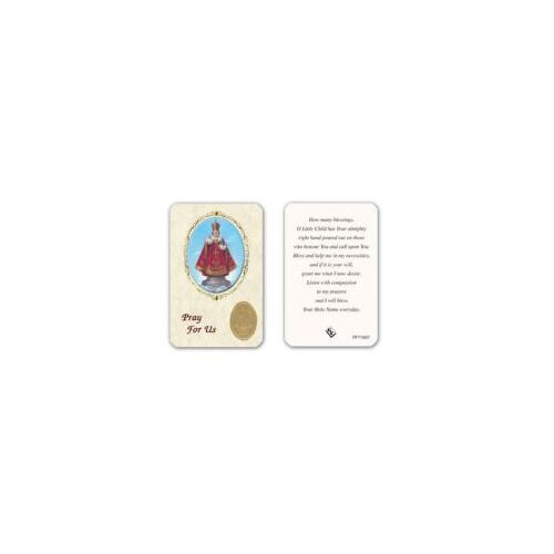 LAMINATED HOLY CARD AND MEDAL Infant of Prague 