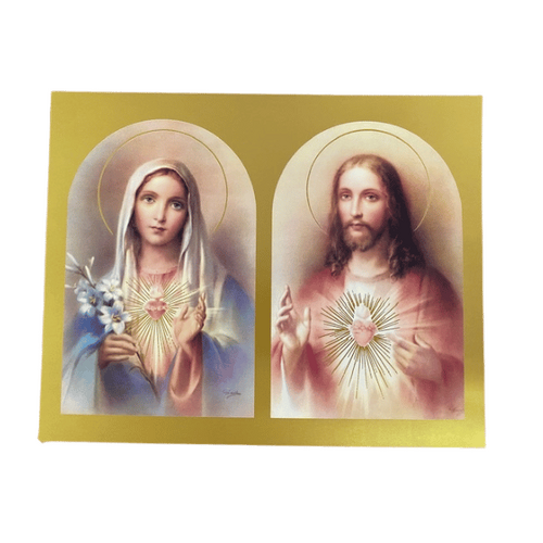 PRINTS COLOURED 10 X 8 Sacred Heart of Jesus and Immaculate Heart of Mary side by side