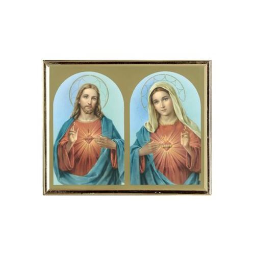 GOLD FRAME SACRED HEART OF JESUS & IMMACULATE HEART OFMARY