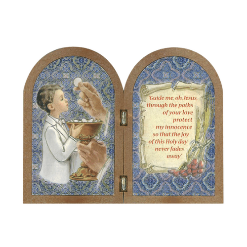 BIFOLD PLAQUE COMMUNION BOY