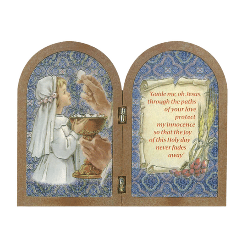 BIFOLD PLAQUE COMMUNION GIRL