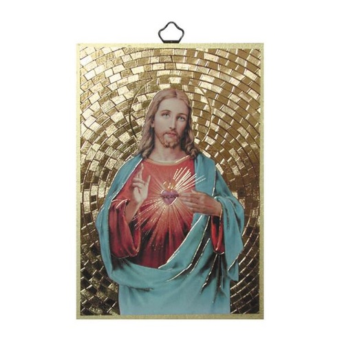 GOLD FOIL PLAQUE SACRED HEART OF JESUS