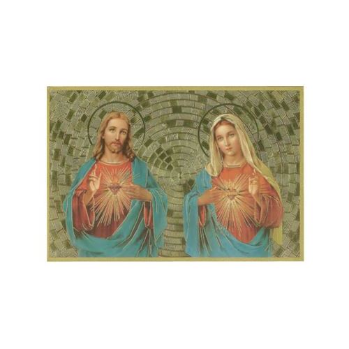 GOLD FOIL PLAQUE SACRED HEART OF JESUS & MARY