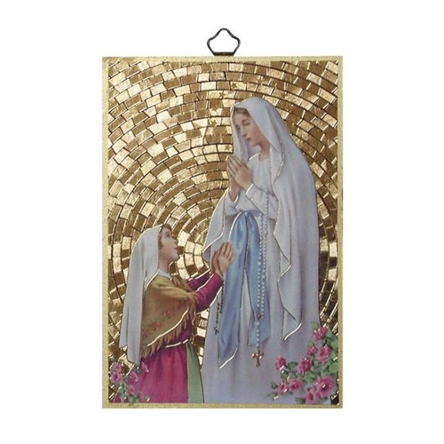 GOLD FOIL PLAQUE OUR LADY OF LOURDES          