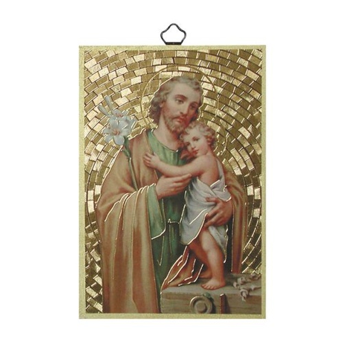 GOLD FOIL PLAQUE ST JOSEPH