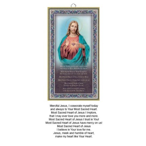 WOOD PLAQUE WITH PRAYER - SACRED HEART OF JESUS