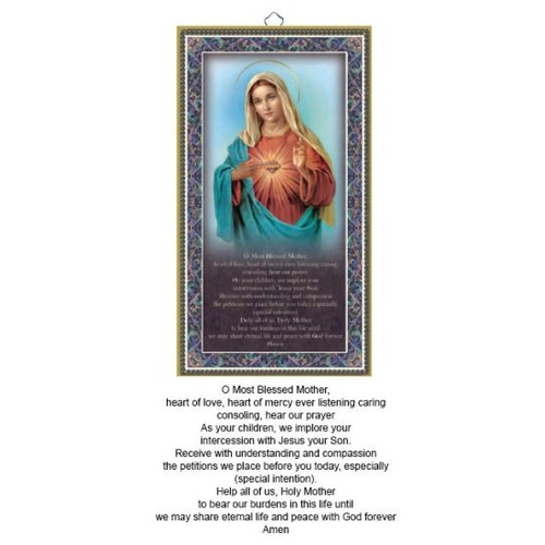 WOOD PLAQUE WITH PRAYER - SACRED HEART OF MARY