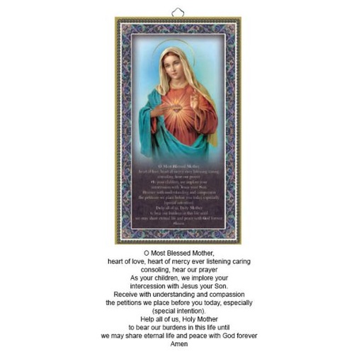 WOOD PLAQUE WITH PRAYER - IMMACULATE HEART OF MARY