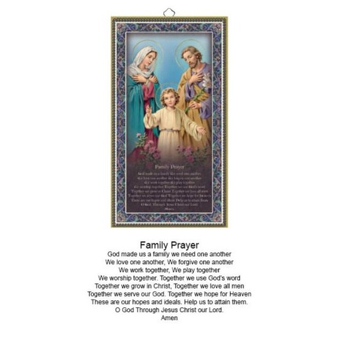 WOOD PLAQUE WITH PRAYER - HOLY FAMILY