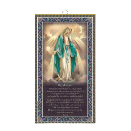 WOOD PLAQUE WITH PRAYER - MIRACULOUS (MEMORARE)
