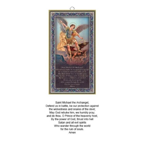 WOOD PLAQUE WITH PRAYER - ST MICHAEL