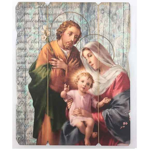 WOODEN PLAQUE VINTAGE HOLY FAMILY