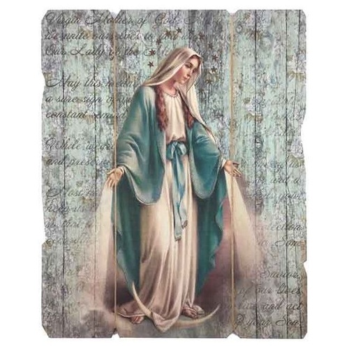 WOODEN PLAQUE VINTAGE MIRACULOUS