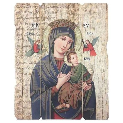 WOODEN PLAQUE VINTAGE OUR LADY OF PERPETUAL SUCCOUR