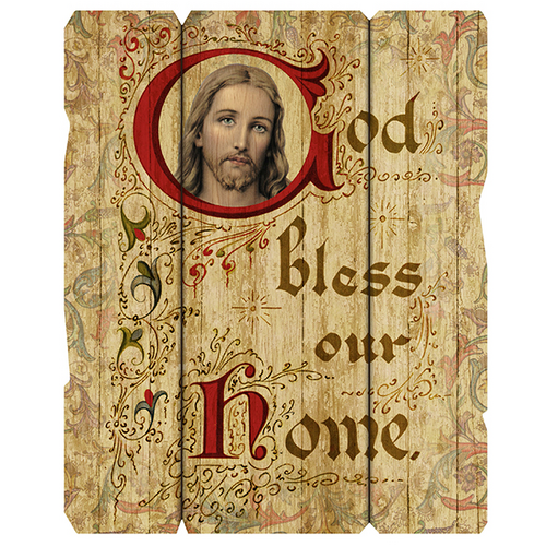 WOODEN PLAQUE VINTAGE BLESS OUR HOME