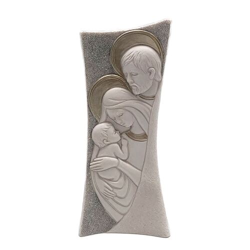 RESIN PLAQUE STONE LOOK HOLY FAMILY