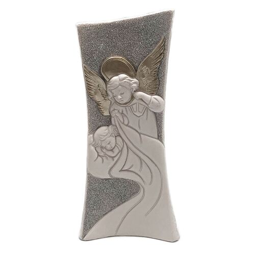 RESIN PLAQUE STONE LOOK GUARDIAN ANGEL WITH CHILD