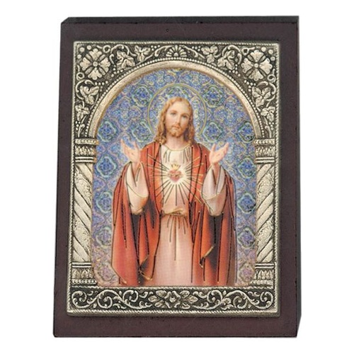 WOOD PLAQUE SACRED HEART OF JESUS