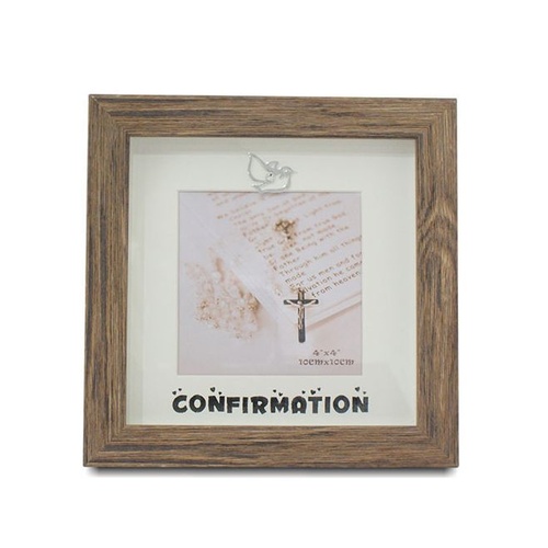 CONFIRMATION FRAME WOOD LOOK DOVE MOTIF
