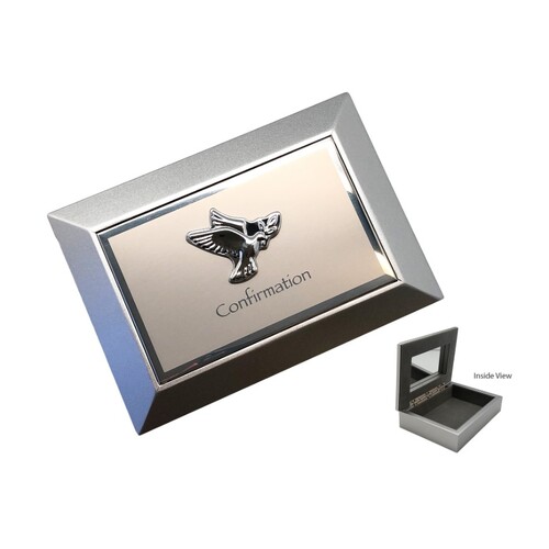 CONFIRMATION KEEPSAKE BOX WOODEN METALLIC