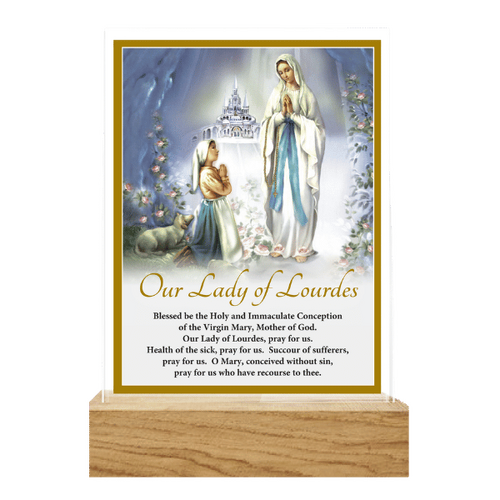 GLASS PLAQUE - OUR LADY OF LOURDES