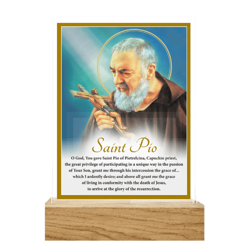 GLASS PLAQUE - ST PIO